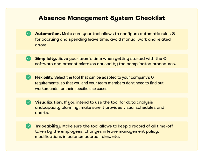 Absence Management System Checklist